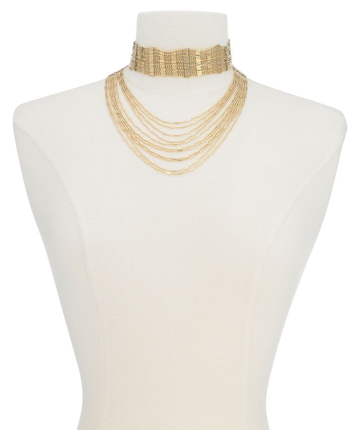 Thalia Sodi Gold-Tone Choker Layer Necklace, 12