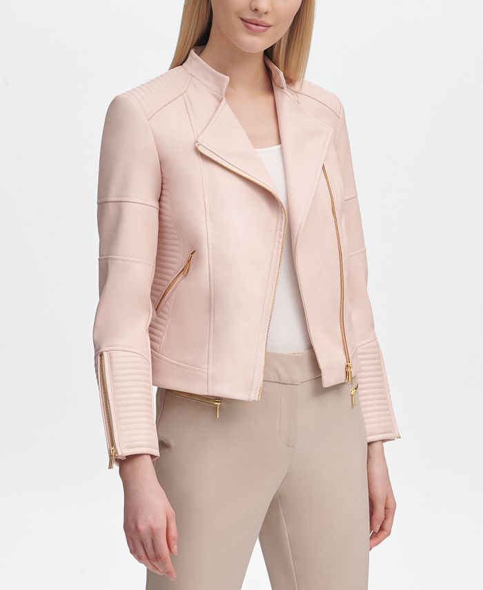 Calvin klein leather deals moto jacket women's
