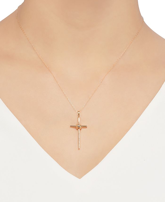 Macy's Polished Cross 18" Pendant Necklace in 14k Gold & Reviews