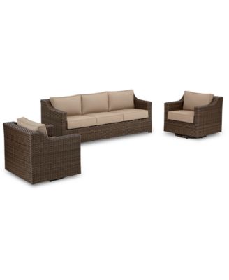 Furniture - Camden Outdoor Aluminum 3-Pc. Seating Set (1 Sofa & 2 Swivel Chairs)