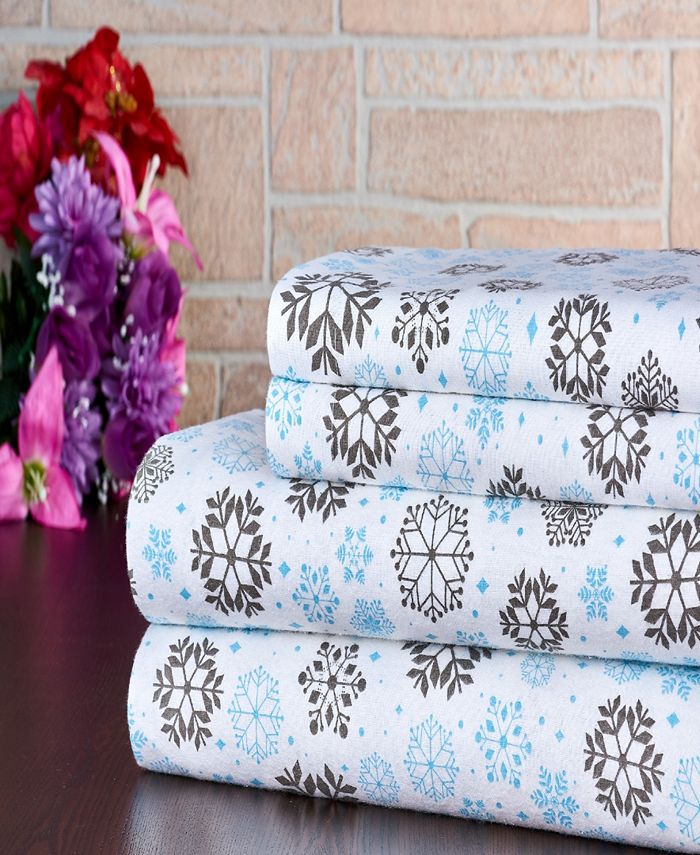 Bibb Home 100 Cotton Flannel Printed Queen Sheet Set Macy's