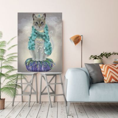 Grey Cat with Bells Full Gallery-Wrapped Canvas Wall Art - 16" x 20"