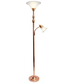 Elegant Designs 2 Light Mother Daughter Floor Lamp with White Marble Glass