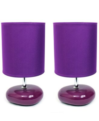Simple Designs Stonies Small Stone Look Table Bedside Lamp 2 Pack Set