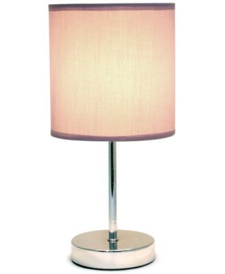 Simple Designs Chrome Mini Basic Table Lamp with Fabric Shade