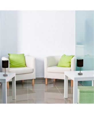 Simple Designs Chrome Mini Basic Table Lamp with Fabric Shade 2 Pack Set