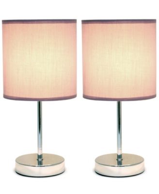 Simple Designs Chrome Mini Basic Table Lamp with Fabric Shade 2 Pack Set