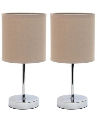 Simple Designs Chrome Mini Basic Table Lamp with Fabric Shade 2 Pack Set