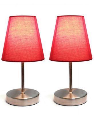Simple Designs Sand Nickel Mini Basic Table Lamp with Fabric Shade 2 Pack Set