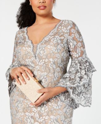 Betsy & Adam Plus Size Embellished Lace Gown - Macy's