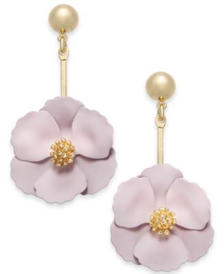 Zenzii - Gold-Tone Painted Flower Drop Earrings