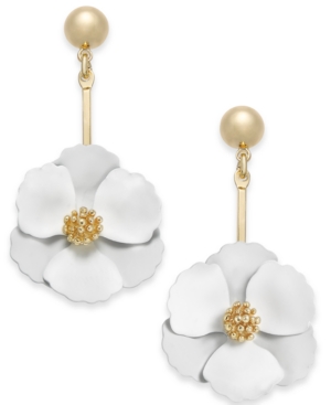 image of Zenzii Gold-Tone Painted Flower Drop Earrings
