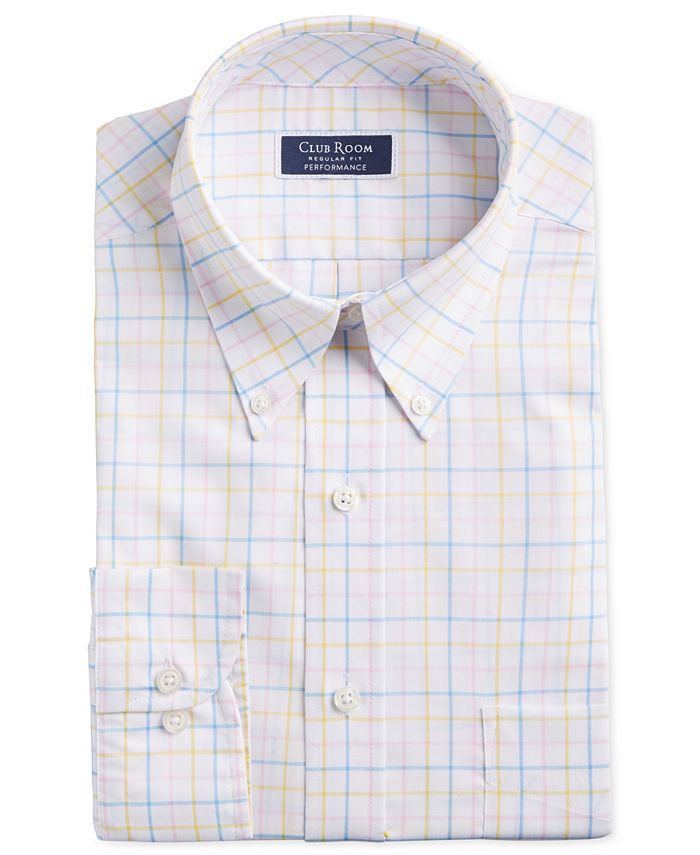 Club Room Men's Classic/Regular Fit Stretch Tattersall Dress Shirt