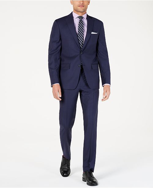 DKNY Men's Modern-Fit Indigo Plaid Suit Separates & Reviews - Suits ...