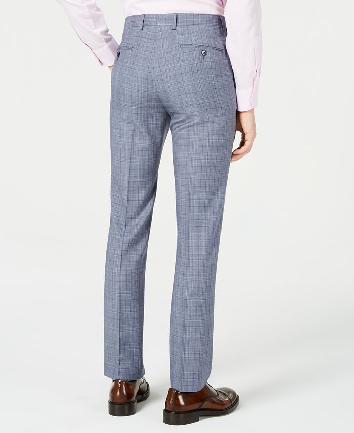 Calvin Klein Men's X-Fit Slim-Fit Natural Stretch Blue Plaid Suit Pants ...