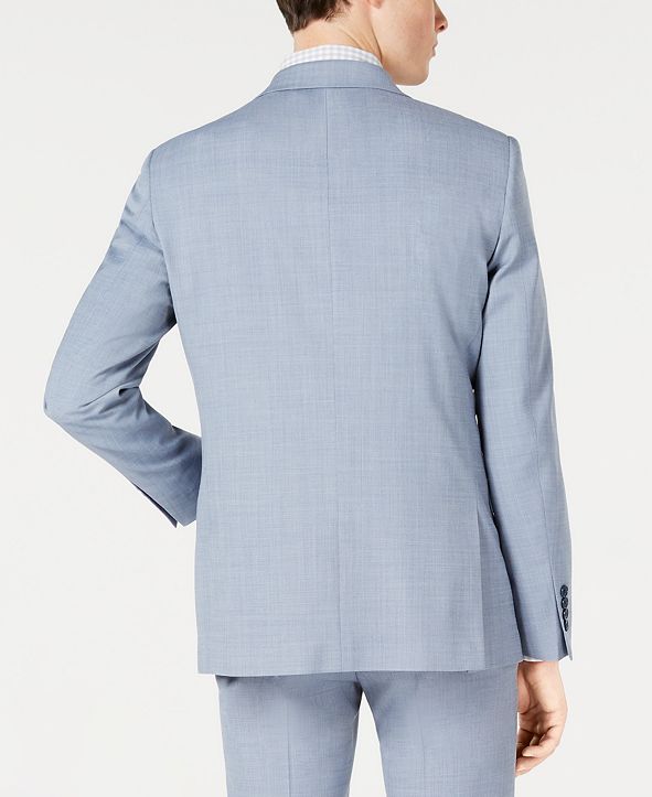 Calvin Klein Men's X-Fit Slim-Fit Light Blue Sharkskin Suit Jacket ...