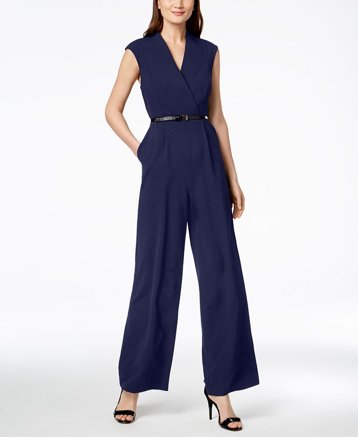 Calvin Klein Belted Cap-Sleeve Jumpsuit & Reviews - Pants & Capris - Women  - Macy's