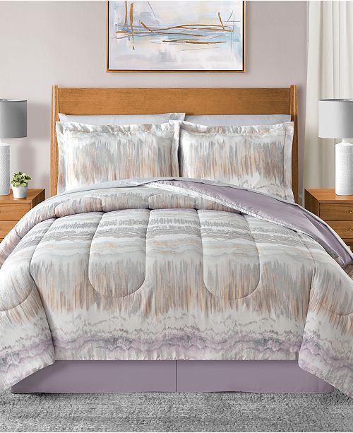 Sunham Marbelize Reversible 6 Pc Light Gray Twin Comforter Set