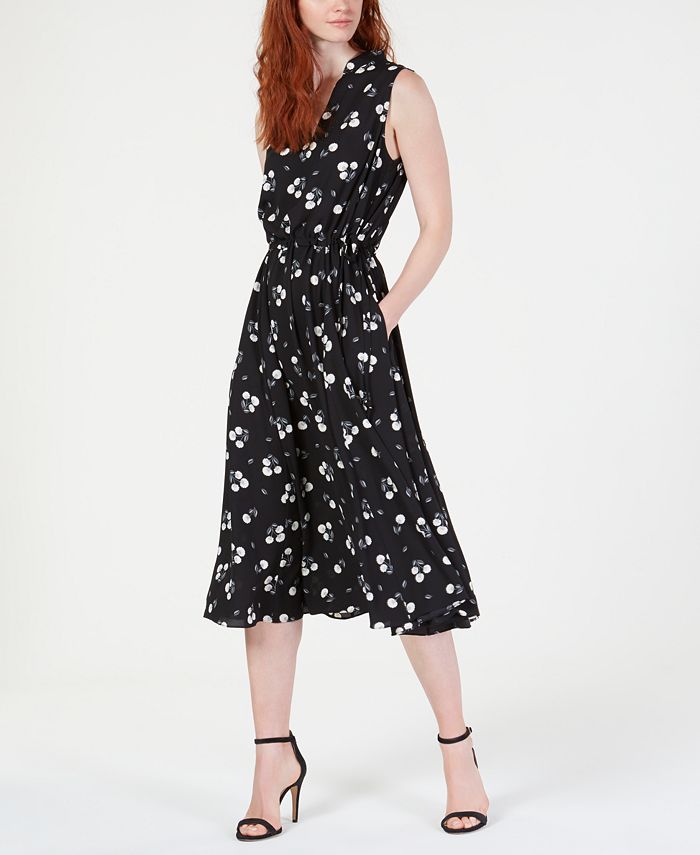 Anne Klein Printed Split-Collar A-Line Dress - Macy's