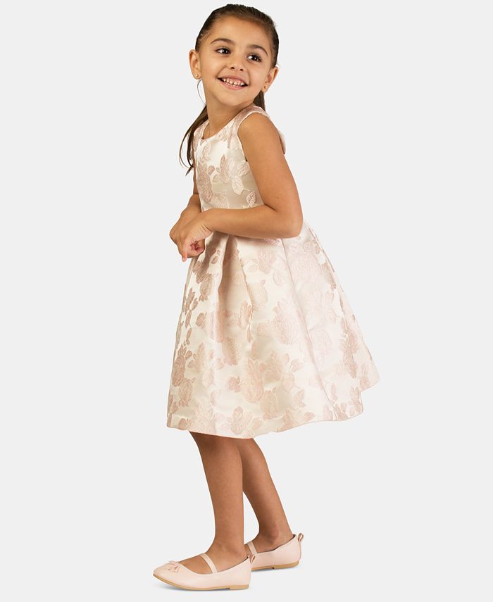 Bonnie Jean Little Girls' Chiffon Floral Dress - Ditzy Print With Gingham Bows & Lace Trim