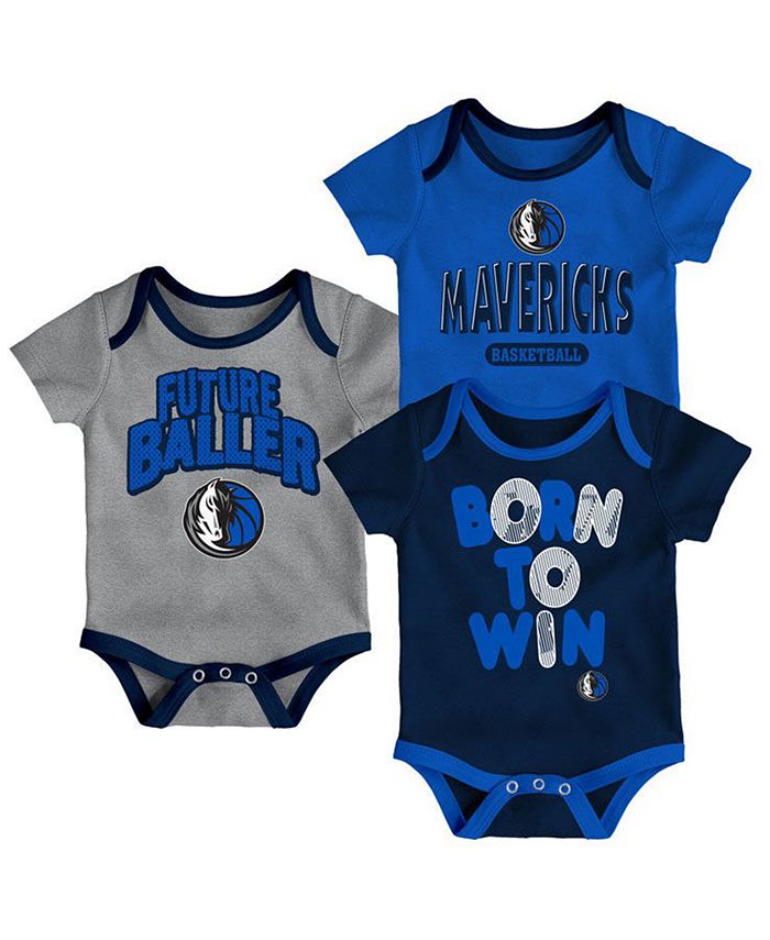 Infant Navy/Blue/Heathered Gray Dallas Mavericks Game Time Three-Piece  Bodysuit Set