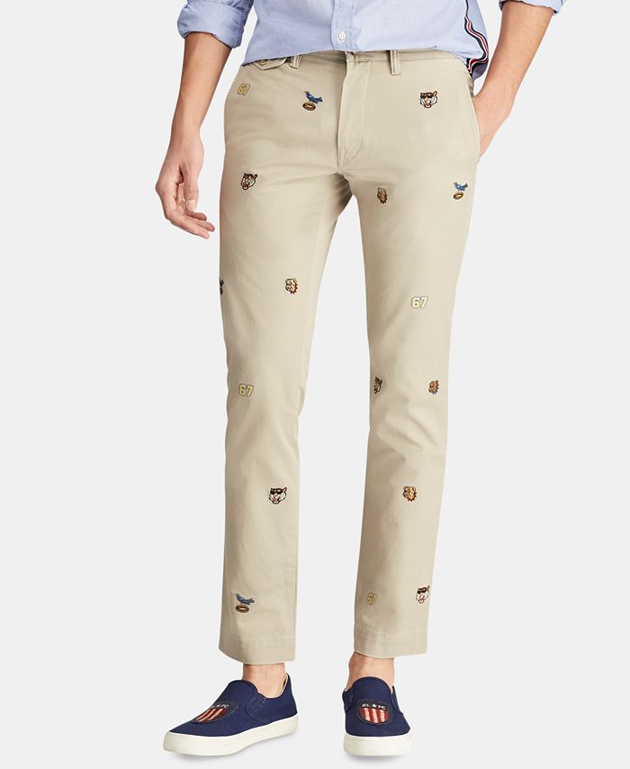 Polo Ralph Lauren Men's Stretch Slim-Fit Embroidered Chino Pants - Macy's