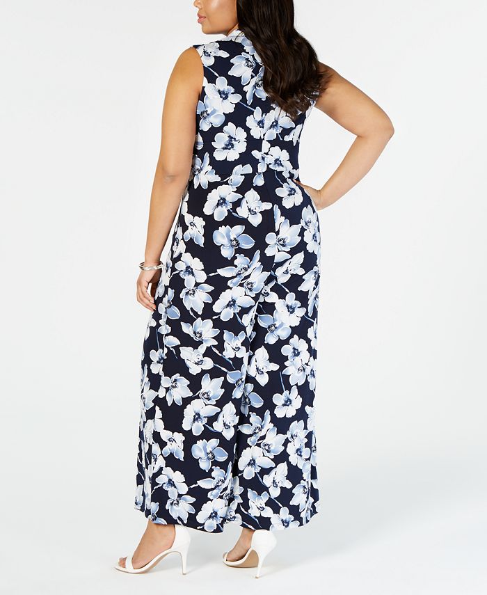 Jessica Howard Plus Size Floral Wrap Jumpsuit - Macy's
