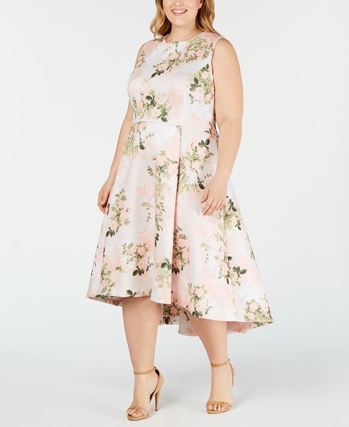Calvin Klein Plus Size High-Low Fit & Flare Dress - Macy's