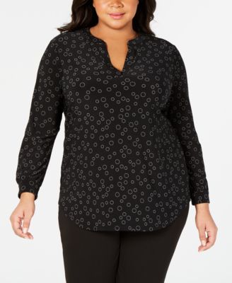 Anne Klein Plus Size Split-Neck Tunic 