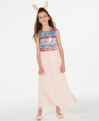 macy's pink sequin dress