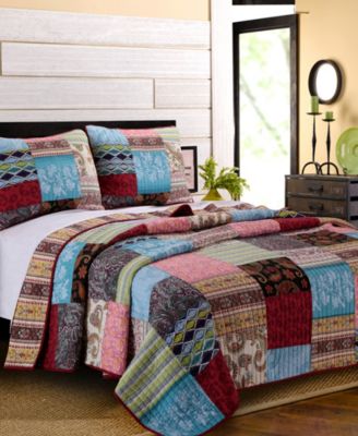 Greenland Home Fashions Bohemian Dream Quilt Set, 3-Piece King - Macy's