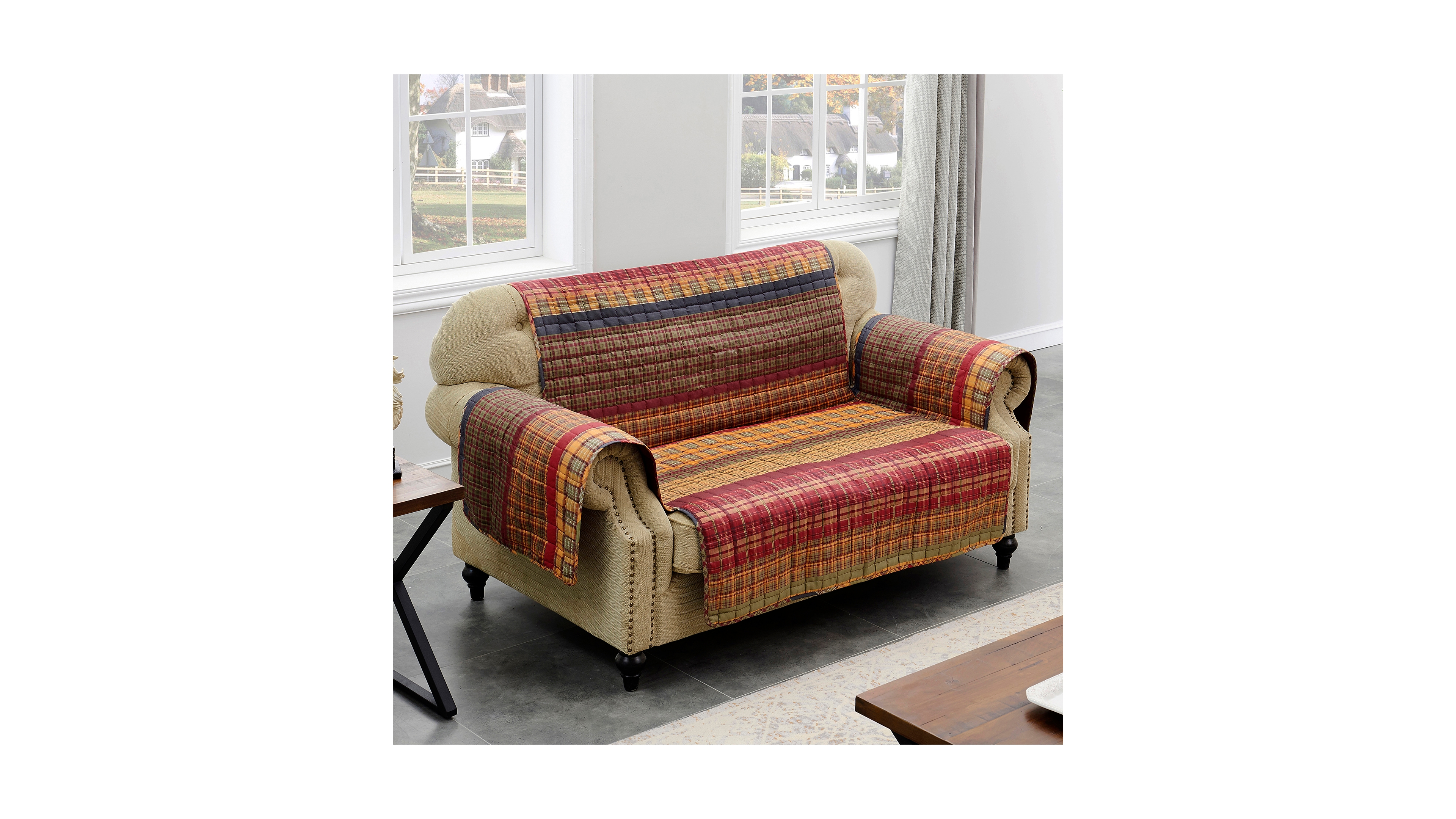 Greenland Home Fashions Gold-tone Rush Loveseat Protector, 103" x 76"