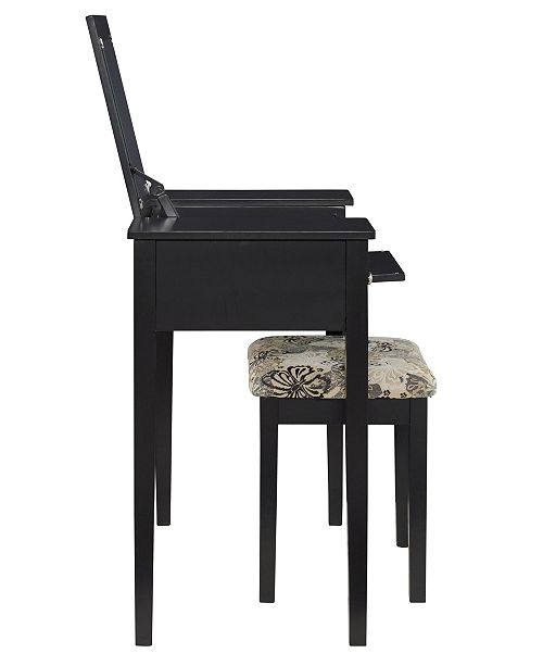 Linon Home Decor Butterfly Vanity Set With Bench And Mirror White