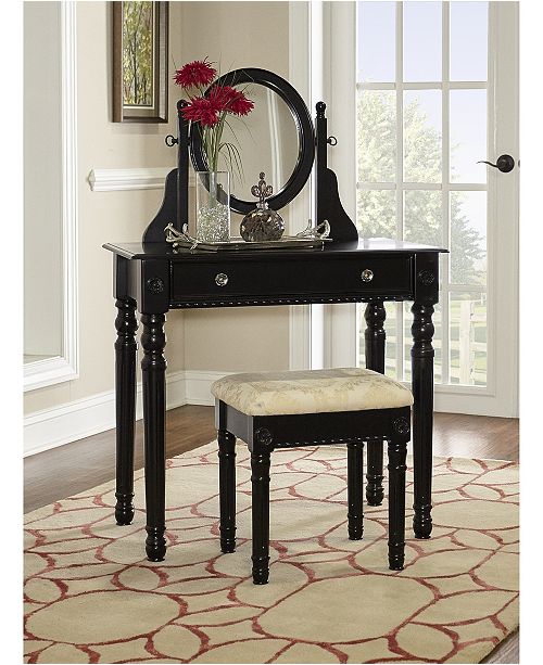 Linon Home Decor Lorraine Vanity Set With Bench And Mirror