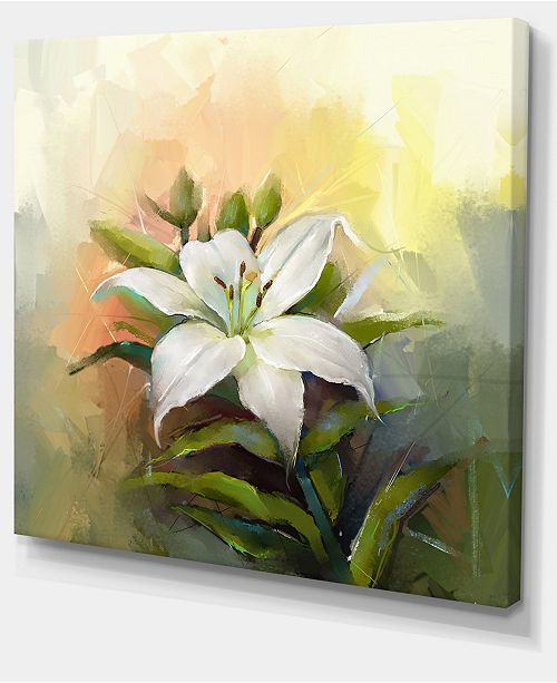 Design Art Designart White Lily Flower Oil Painting Large Floral