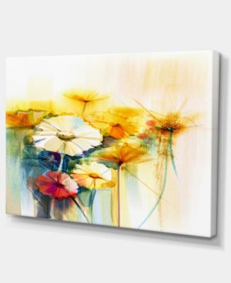 Design Art Designart Bunch Of White Yellow Flowers Large Floral Canvas ...