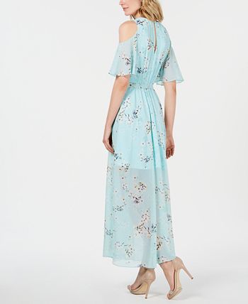 Calvin Klein Floral Print Cold Shoulder Maxi Dress Macy s