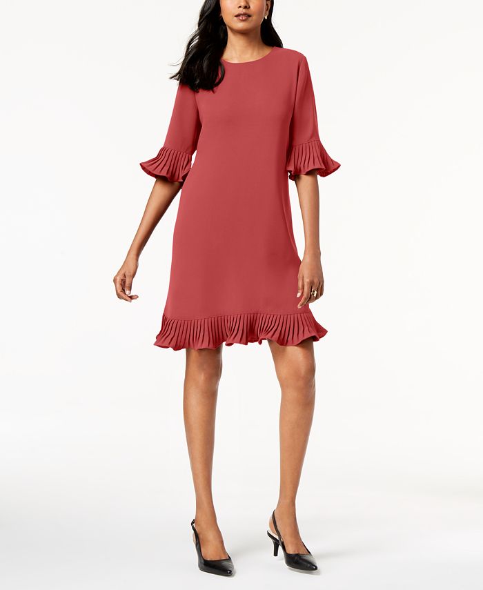 Alfani pleated flounce dress 2025
