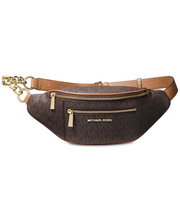 Michael Kors Signature Fanny Pack; Brown Leather/Gold Hardware; Gift  Box;New W/T 