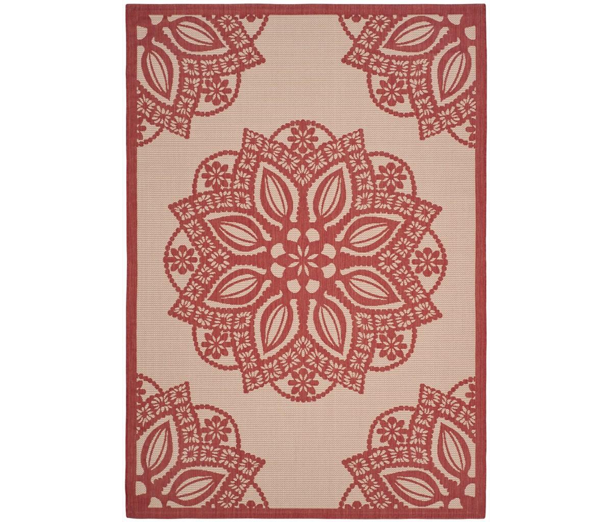 Safavieh Courtyard Beige and Red 9' x 12' Sisal Weave Outdoor Area Rug - Beige / Re