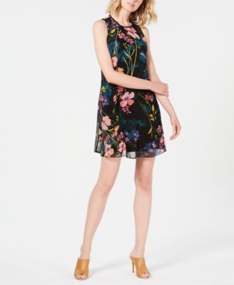 calvin klein printed sleeveless swing dress