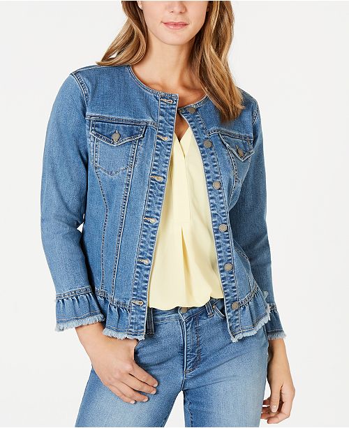 Charter Club Ruffled Denim Jacket, Created for Macy's & Reviews ...