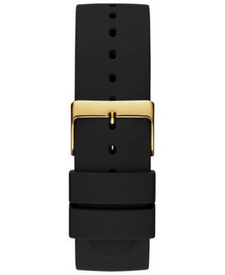 Men's Supernova Diamond-Accent Black Silicone Strap Watch 44mm