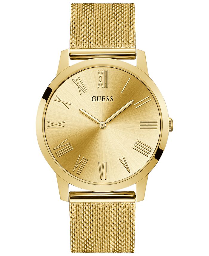 GUESS Men's Gold-Tone Stainless Steel Mesh Bracelet Watch & Reviews - Macy's