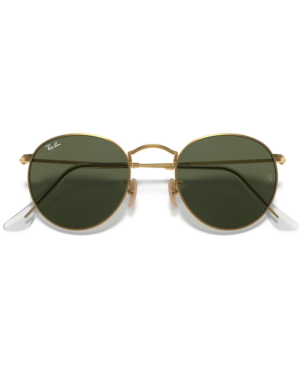 Ray Ban Round Metal Green Classic Unisex Sunglasses Rb3447 001 53 In Arista,crystal Green