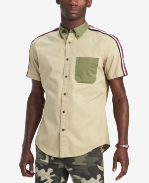 TOMMY HILFIGER MEN'S CUSTOM-FIT COLORBLOCKED SHIRT, CREATED FOR MACY'S