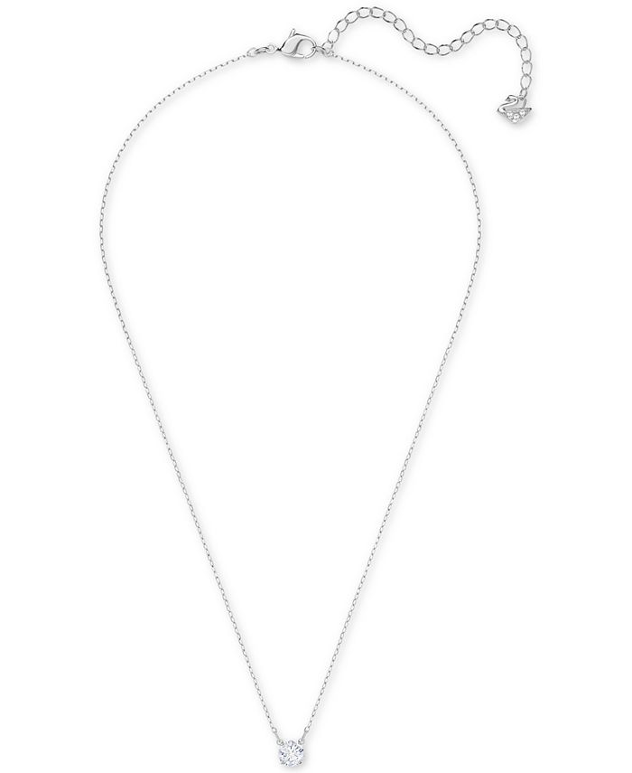 Swarovski Silver-Tone Crystal Pendant Necklace, 14-4/5