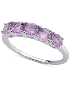 image of Amethyst Five-Stone Ring (1 ct. t.w.) in Sterling Silver (Also in Blue Topaz & Multi-Gemstone)