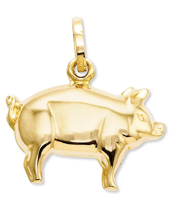 Macy's - 14k Gold Charm, Pig Charm