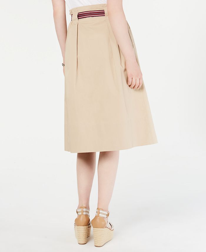 Tommy Hilfiger Tie-Waist Button-Down Skirt, Created for Macy's - Macy's